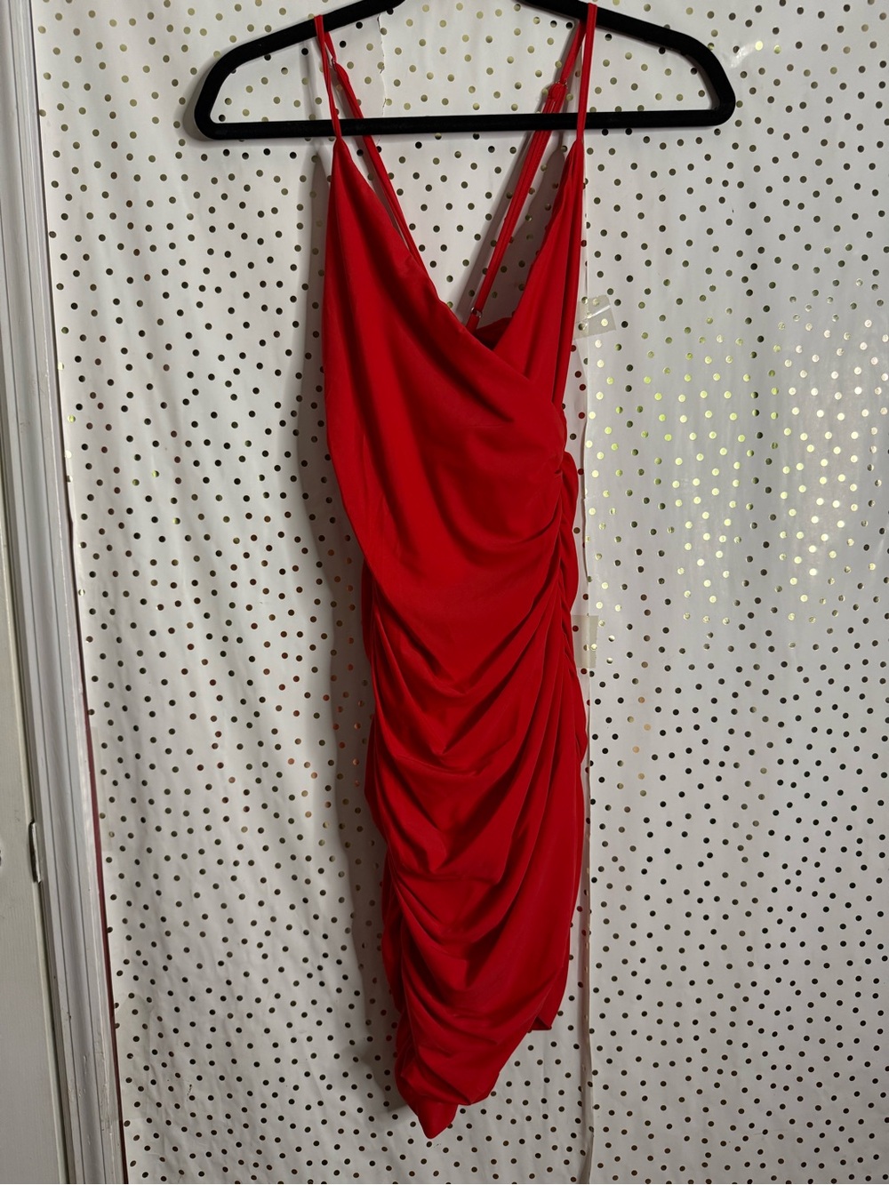 Tiger Mist Red Ruched Slip Dress